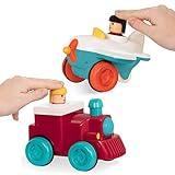 Battat – Wind-Up Vehicles – Pull-Back Cars – Toy Plane & Train Combo – Cause-And-Effect Toys – 18 Months + – Pump And Go Airplane + Pump And Go Train Engine