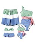PATPAT Matching Swimsuits for Family Fun Bathing Suit Swim Trunks Pearly Subtle Shine Fabric Color Blocks Couples Matching His and Hers Swimwear Beach Shorts for Men L
