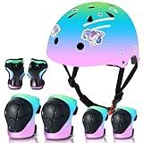 Adjustable Gradient Color Kids/Toddler Bike Helmet for 1-2-3-5-8-14 Years Boys Girls,Skateboard Helmet with Knee and Elbow Pads Wrist Guard Roller Skates,Cycling,Skating Scooter Longboard