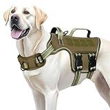 Dog Harness for Large Dogs Heavy Duty, No Pull Tactical Dog Harness with Molle System, Easy On and Off Service Dog Vest, Breathable Padded, Adjustable Reflective Pet Vest for Walking Hiking Training