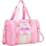 Personalized Monogram Dance Bag for Girls - 3-6 Years duffle bag for Kids Lightweight Water Resistant Oxford Backpack for Ballet Cheerleading Sleepovers Gymnastics Pink L
