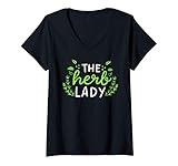 Womens The Herb Lady Gift Funny Herbalist Cute Gardening V-Neck T-Shirt