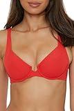 BECCA Women's Standard Modern Edge Underwire Bikini Top, Adjustable, Swimwear Separates, Fire