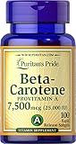 Puritan's Pride Beta Carotene Provitamin A 7,500mcg (25,000 IU), Vitamin Supplement for Immune System, Antioxidant and Eye Health Support, 100 Day Supply, 100 Rapid Release Softgels