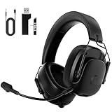 Rumoon Wireless Gaming Headset for PC, PS5, PS4, Switch, Gaming Headset with Detachable Noise Cancelling Mic, 2.4GHz & Bluetooth 5.3 Dual Connection, 7.1 Surround Sound Black