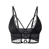 Buitifo Womens Cami Bra Criss Cross Eyelash Crop Top Bra Sexy Vest Bralette Busiter Lingerie (Black,XL)