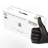 PENTAGON SAFETY EQUIPMENT Industrial Black Nitrile Gloves, Heavy Duty Disposable Gloves, Size M