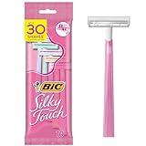 BIC Silky Touch Women's Disposable Razors, With 2 Blades, Pretty Pastel Razor Handles, 10 Count Pack of Shaving Razors