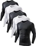 5 Pack Compression Shirts for Men Long Sleeve Athletic Cold Weather Base Layer Undershirt Gear T Shirt for Workout L