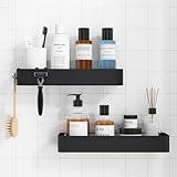 Kitsure X-Large Shower Caddy - 2 Pack Adhesive Shower Organizer, Rustproof Metal Shelves, No-Drill Bathroom Organizers and Storage, Black