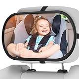 BOEYOS Baby Car Mirror, Safety Car Seat Mirror for Rear Facing Infant, Clear Wide View, 360°Rotation, Easily Observe the Baby Move, Secure, Shatterproof, Crash Tested and Certified (Black)