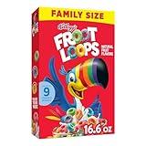 Kellogg’s Froot Loops Breakfast Cereal, Kids Cereal, Family Breakfast, Family Size, Original, 16.6oz Box (1 Box)