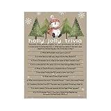 Snow Much Fun Trivia Game Holiday Party Activity with Movie and Song Questions for Adults, Office, Group, Rustic Thanksgiving, 5x7 Cards, 25 Pack, Version 3