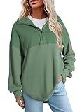 SHEWIN Womens Sweatshirts Casual Waffle Knit Half Zip Pullover Long Sleeve Tops Quarter Zip Sweatshirt Trendy Fall Outfits Clothes 2025,US 4-6(S),Green