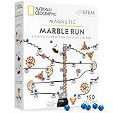 NATIONAL GEOGRAPHIC Magnetic Marble Run - 150-Piece STEM Building Set for Kids & Adults with Magnetic Track & Trick Pieces & Marbles for Building A Marble Maze, STEM Project (Amazon Exclusive)