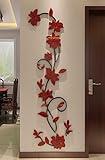 3D Rattan Flower Wall Murals for Living Room Bedroom Sofa Backdrop TV Background, Originality Stickers Gift, Decor Decal (70(H) x 22(W) inches)