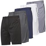 Ultra Performance Mens 5 Pack Athletic Running Shorts, Basketball Gym Workout Shorts for Men with Zippered Pockets