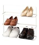 Yamazaki Home Compact Modern Metal Shoe Rack Steel Short White, Wide