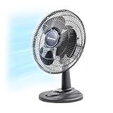 Comfort Zone Oscillating Table Fan with Adjustable Tilt, Convenient Push Button Controls, Quiet, 12 inch, 3 Speed, Desk Fan, Airflow 7.25 ft/sec, Ideal for Home, Bedroom, Dorm & Office, CZ121BK