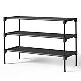 Kitsure Shoe Rack - Premium Non-Woven Shoe Rack Shelf, Shoe Organizer for Closet, Entryway, Garage & Corridor, Sturdy & Durable Long Stackable Shoe Shelves, Medium, Black