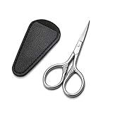 HITOPTY Small Precision Scissors, 3.5inch Stainless Steel Multi-Purpose Vintage Beauty Grooming Kit for Facial Hair, Eyebrow, Eyelash, Beard, Moustache with PU Sheath