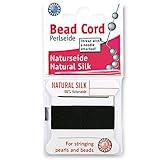 Griffin Silk Bead Cord Perlseide – Black Color – Size 6 (0.70mm) – 2 Meters per Card – Stainless Steel Needle Attached – for Knotting Pearls, Gemstones, Crystals and Beads