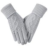 Tavaleu Womens Winter Gloves - Gloves for Women Cold Weather, Warm Touch Screen Fleece Lined Gloves, Elastic Cuff Knit Gloves