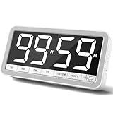 VOCOO Digital Kitchen Timer with 7.8” Extra Large Display, Magnetic LED Timer with 3 Brightness, 4 Alarms and 3 Volume Levels, Battery Countdown Count Up Timer for Cooking, Classroom, Home Gym (White)