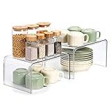 Clear Cabinet Organizer, Shelf Organizer Set of 2 for Kitchen Pantry Organizers and Storage, Display Cabinet Shelf Room Decor Countertop Desk Shelves, Patented Spice Organization for Cabinet