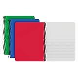 Oxford Primary Spiral Notebooks, Writing/Drawing Practice, Pre-K, K-2, Durable Plastic Covers, Writing Journals for Kids, 80 Sheets, 9-3/4 x 7-1/2 Inch, Blue, Green, Red, 3 Pack (89001)