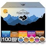 Roast Ridge Single Serve Coffee Pods for Keurig K-Cup Brewers, Variety Pack, 100 Count (20 each: Salted Caramel, Southern Pecan, Chocolate Mocha, Hazelnut, French Vanilla)