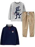 Simple Joys by Carter's Baby Boys' 3-Piece Playwear Set, Beige/Grey Dinosaur/Navy, 2T