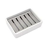 Ceramic Soap Dish Stainless Steel Soap Holder for Bathroom and Shower Double Layer Draining Soap Box