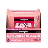 Neutrogena Makeup Remover Wipes, Facial Cleansing Wipes Suitable for Oily & Acne Prone Skin, Wipes Away Bacteria, Dirt & Oil, Scented Facial Wipes with Pink Grapefruit Extract, 50 Count