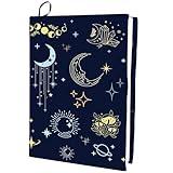 CRASPIRE Tarot Stretchable Book Cover Divination Elements Moon Crystal Moth Washable Reusable Large Nylon Book Protector Elastic Notebook Wraps Suitable for Most Hardcover Books