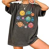 Kawaii Space T-Shirt for Kawaii Space Enthusiasts - Cartoon Planets & Celestial Bodies Tee - Cute Astronomy Gift for Teens & Young Adults - Playful Smiling Sun Earth & Saturn Design - Comfort Colors