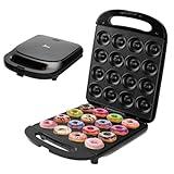 Mini Donut Maker Machine Miniature Doughnut Maker Machine Waffle Pancake Cake mini donuts machine Non-stick Kid's friendly Double-Side Heating Daughnut Machine 16 Small Donuts fryer Machine (Black)