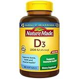 Nature Made Vitamin D3 1000 IU (25 mcg), Dietary Supplement for Bone, Teeth, Muscle and Immune Health Support, 300 Softgels, 300 Day Supply