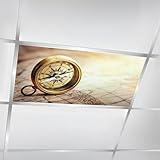 4 Pcs Fluorescent Light Covers for Ceiling Lights Magnetic old compass world map Travel geography navigation tourism Decorative Magnetic Classroom Light Filters 4x2 ft for Office Hospitals Home