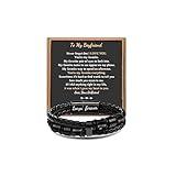 Leather Layered Bracelet for Men Meaningful Gifts for Boyfriend from Girlfriend Cuff Bracelet Gifts for Anniversary To My Amazing Boyfriend Stainless Steel Clasp Christmas Valentine's Day Birthday