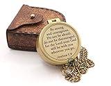 Be Strong and Courageous Compass – Joshua 1:9 Scripture Engraved – Solid Brass Pocket Compass with Leather Case – Christian Gift for Men, Son, Husband, Graduation, Travel Keepsake