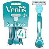 Gillette Venus Simply 3 Sensitive Women's Disposable Razors, Pack of 1 with 4 razors