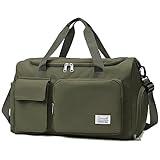 Suruid Travel Duffel Bag with Shoes Compartment Sports Gym Bag with Dry Wet Separated Pocket for Men and Women, Overnight Bag Weekender Bag Training Handbag Yoga Bag - Olive Green