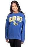 Ultra Game NBA Official Women's Extra Soft Fleece Distressed Oversized Pullover Sweatshirt, Golden State Warriors, Team Color, Large