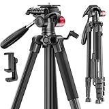 CAMBOFOTO 74"-Camera-Tripod, Porfessional Aluminum Heavy Duty Tripod Stand for Mirrorless Camera/DSLR/Cell Phone/Camcorder, with Holder and Travel Bag