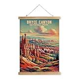XIAOAIKA Vintage Bryce Canyon National Park Travel Poster with Wooden Scroll Frame – Holiday Decoration or Gift for Living Room, Bedroom, Office Wall Decor, Retro Art Print 16 x 23 Inches