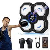 JUOIFIP Music Boxing Machine for Kids and Teens Adults, Trainer Equipment with Gloves, Wall-Mounted Boxing Music Workout Machine, LED Electronic Focus Training for Home,Office, Gym, Black