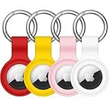 【4 Pack】 Linsaner Compatible with AirTag Case Keychain Air Tag Holder Silicone AirTags Key Ring Cases Tags Chain Apple AirTag GPS Item Finders Accessories，Multicolor