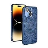 xoniery Compatible with iPhone 15 All-Inclusive Hollow MagSafe Case [ Senior Heat Dissipation Breathable ] [ Luxury Shock Protection ] iPhone 15 Case for Man Women Girls-Blue