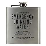 Emergency Drinking Water | Damn Fine Hip Flask | 6oz Stainless Steel | Funny Snarky Gift For Whiskey, Vodka, Booze and Lovers + Military